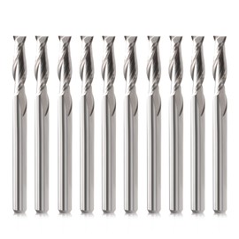CNC Router Bits 1/8" Shank CNC Bit End Mill Flat Nose Carbide Endmill Two Flute Spiral Upcut Milling Cutter Tool Set for Wood PVC MDF Hardwood (1/8 in, 10)