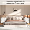 RoyalCraft White 3 Drawer Nightstand, Modern Painted Bedside Table with