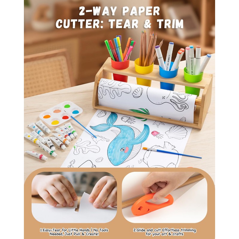 Payarma Paper Roll Dispenser for Kids Art Tabletop Easel with