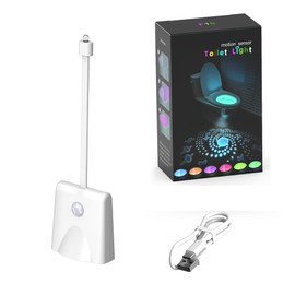 Toilet Night Lights, USB Rechargeable 16 Colors Changing LED Inside Toilet Bowl,Motion Sensor Activated LED Projection Nightlight,Bathroom Accessories Decor, Funny Gift for Men Women Kids(1White)