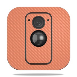 MightySkins Carbon Fiber Skin for Blink XT Outdoor Camera - Solid Peach | Protective, Durable Textured Carbon Fiber Finish | Easy to Apply, Remove, and Change Styles | Made in The USA