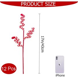 12 Pcs Candy Cane Christmas Decorations, 17 Inch Large Ornaments for Tree Picks, Tree Decorations, Red and White Ornaments, Big Tree Topper Filler