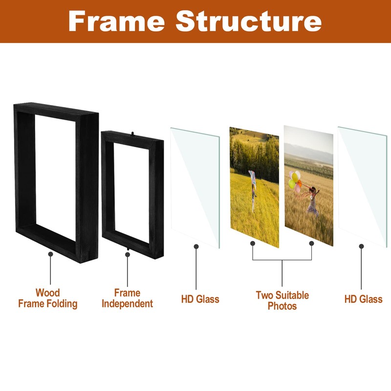 Egofine 2 Pack 4x6 Rotating Floating Picture Frames,Double-Sided Display with