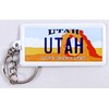 Utah License Plate Aluminum Ultra-Slim Rectangular Souvenir Keychain 2.5" X