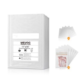 11" x 16" Precut Vacuum Sealer Bags, 100 Count, Includes 5 Liquid Block Bags & 5 Bone Guard Pieces, Heavy Duty for Food Storage, Sous Vide & Meal Prep, Wevac Core