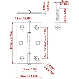 20Pcs Stainless Steel Folding Hinge 2 inch Door and Window Hinge is assigned 120 Screws