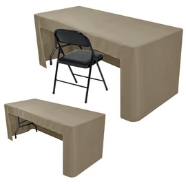 Nasitos - Juego de 2 manteles ajustados de color gris pardo para mesas de 4 pies, mantel plegable con parte trasera abierta, mantel de tela lavable para ferias comerciales, espectáculos de