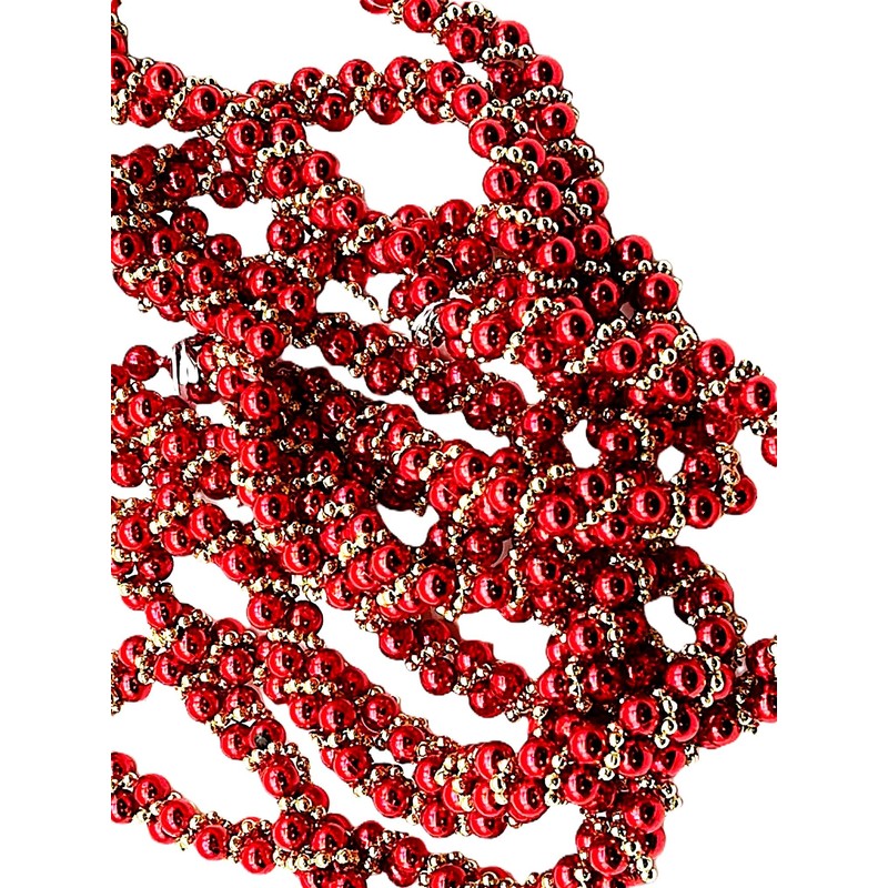 Kurt Adler 9-Foot Red and Gold Bead Twisted Garland