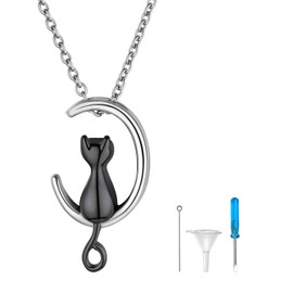 FindChic Cat Urn for Ashes Cat Memorial Jewelry Pet Ashes Necklace