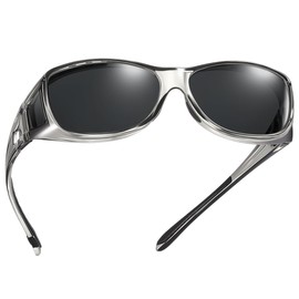 [TINHAO] Sports Sunglasses Over Glasses for Men - Perfect for Outdoor Sports, Fishing, Driving Sunglasses! UV400 Protection, Anti-Glare, Comes with a Variety of Accessories!, Clear Gray Frame & Black