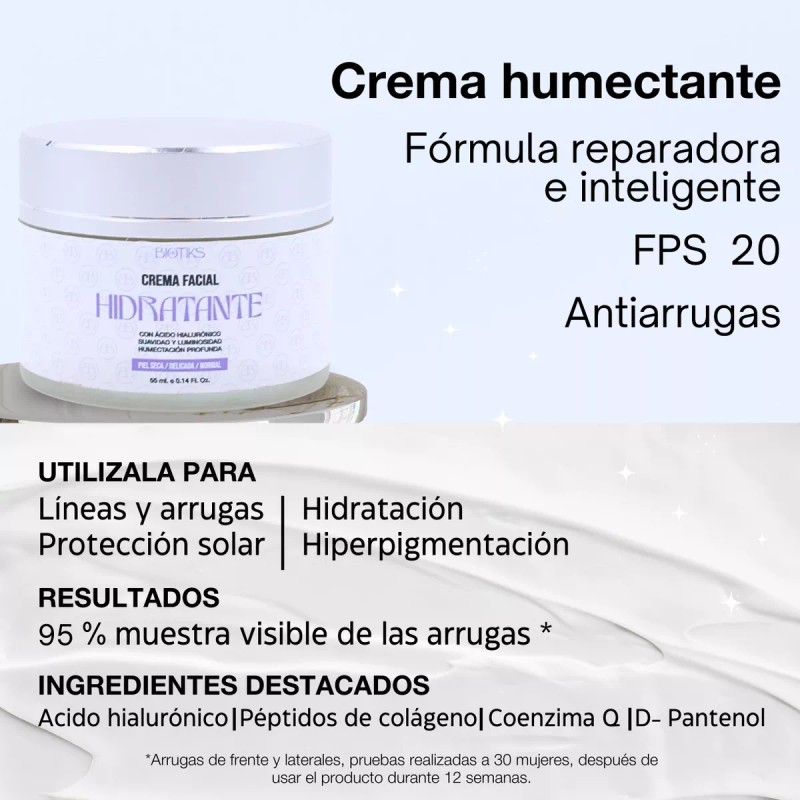 Biotiks Crema Facial Hidratante Con Ácido Hialurónico Antiarrugas