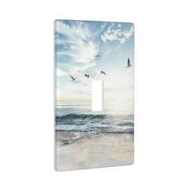 Beach Ocean Decorative Light Switch Cover Single Switch Plate Toggle Wall Plate 1 Gang Switch Cover Plate for Bathroom Living Room, 4.50 x 2.76 Inch