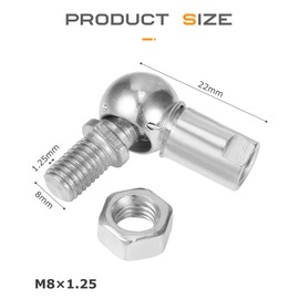 Flaconi 2PCS Ball Joint for Automotive,L Shape Ball Joint Rod End Bearing,Rod End Ball Bearing with Stud,Ball Head Joint Rod End Bearing,Carbon Steel Ball Bearing,Fits Automobiles,Go-karts (M8x1.25)