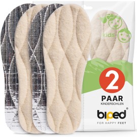 Biped Z2692 2 Pairs of Children's Insoles with Real Lambswool and Aluminium - beige, size: 28-29