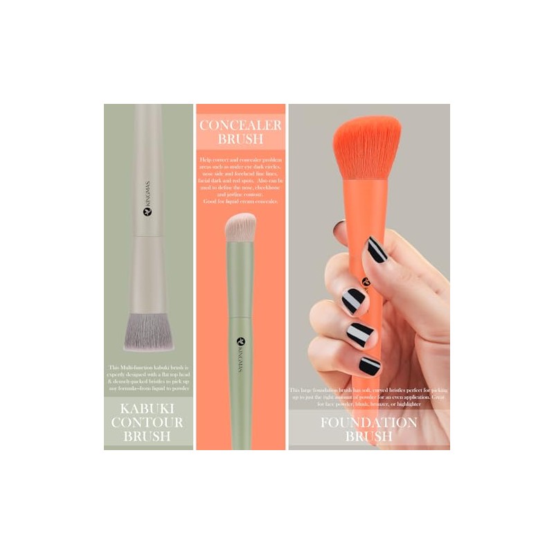 Kingmas Juego Brochas Maquillaje Base Contornos Corrector Brocha Kabuki Cara