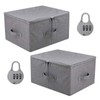2 x Lockable Storage Box with Combination Lock, Foldable Fabric