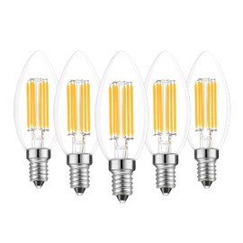Lamsky E14 LED Bulb Dimmable,110V 600LM 60W Equivalent Warm White 3000K,E14 European Base Candelabra Light Bulbs for Turkish Lamp,European Chandeliers(5-Pack)