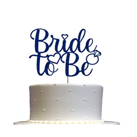 Decoración para tartas de novia a ser, ideas de decoración de fiesta de compromiso, despedida de soltera, decoración de alta calidad, purpurina resistente de doble cara, palo acrílico. Fabricado en Estados Unidos (azul)