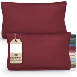 DecoHomeTextil Heimtextilmanufaktur Greenline Premium Jersey Cushion Cover Made of 100% Cotton Bordeaux Red Double Pack (2X) Neck Pillow Cover 40 x 80 cm Cushion Cover Pillowcases