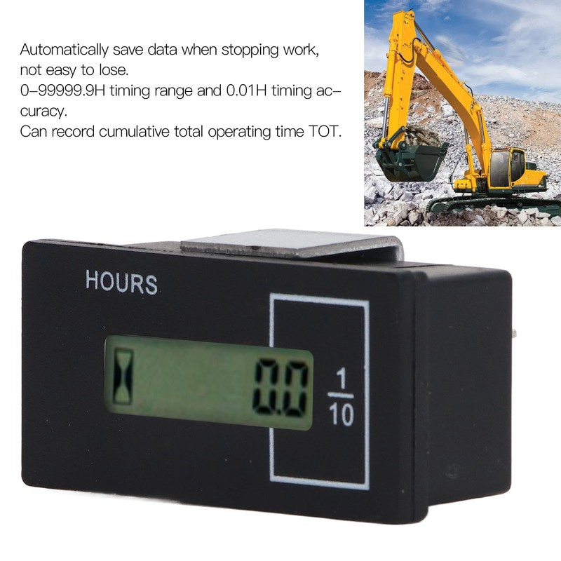 Excavator Timer Hour Meter Remote Control LCD Digital Display 12V‑36V