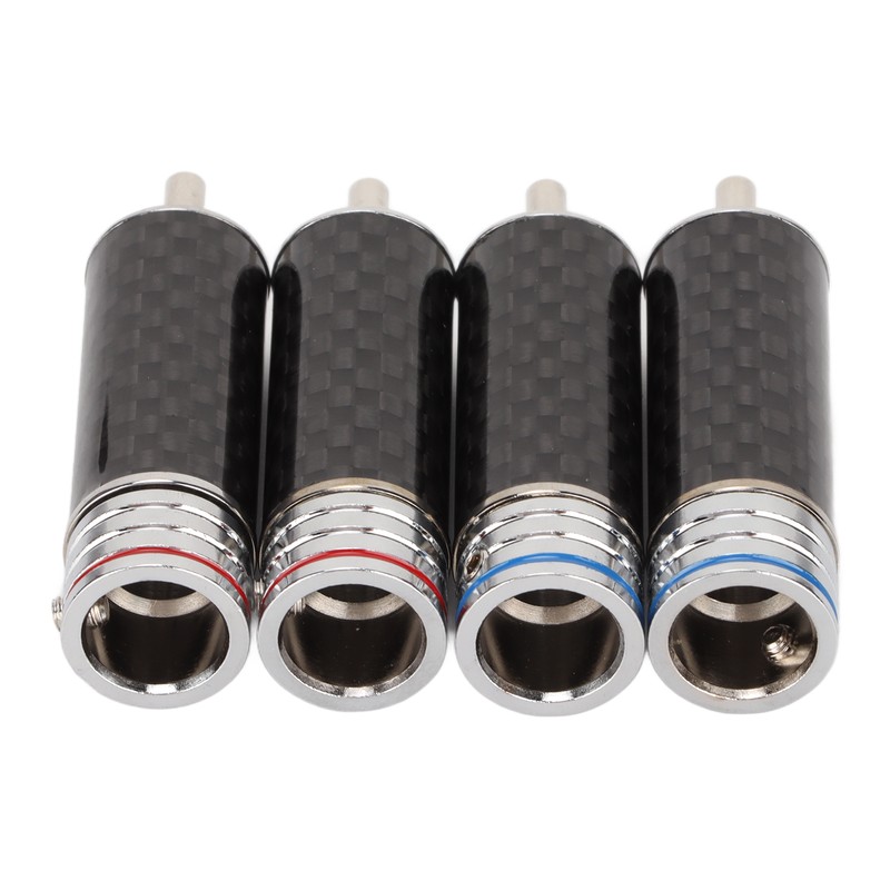 4Pcs RCA Sound Plug Carbon Fiber Chrome 8mm Wire Diameter