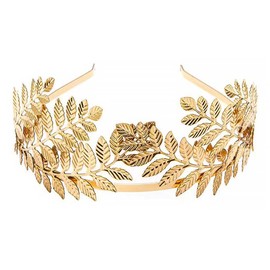 Foyte Bridal Goddess Crown Gold Leaf Headband Crowns and Tiaras Bridal Tiara for Wedding Prom Birthday Party