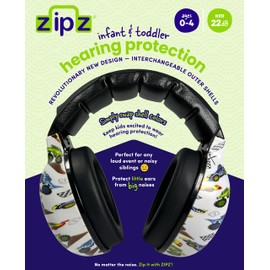ZIPZ Baby & Toddler Earmuffs – Innovative Design – Change Colors with Magnetic Shells – Hearing Protection Headphones 0-4 yrs (Cars Trucks)