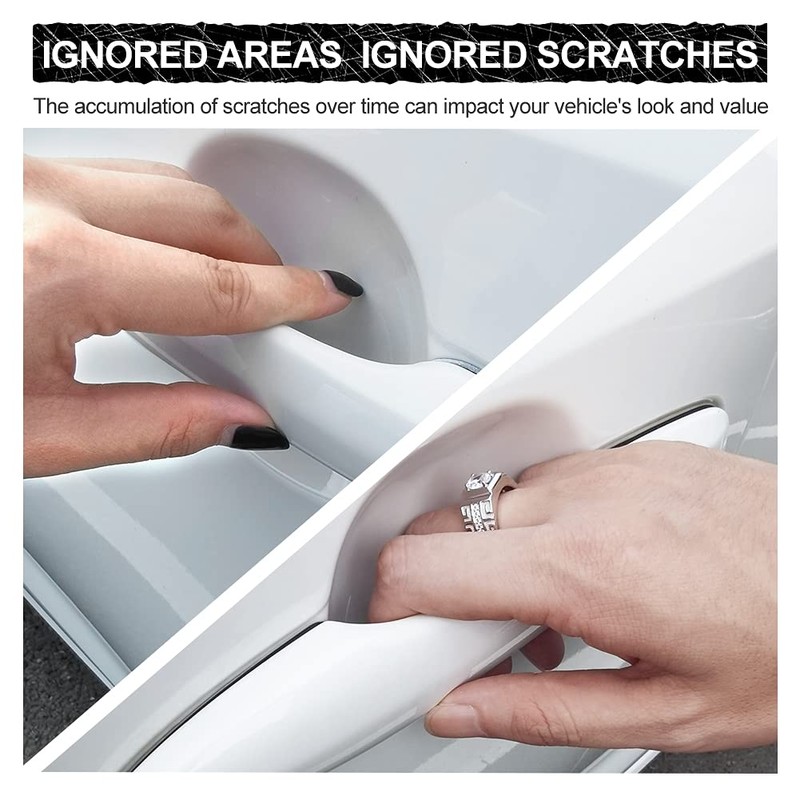 JDMON Car Door Handle Cup Scratch Protector, 4Pcs TPU Carbon