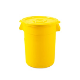 32 Gallon Trash Can With Lid Round Ingredient Storage Containers Recycling Bin Kitchen Garbage Can Office Garbage Can Trash Barrel Plastic Barrel Yard Waste Bin Outdoor Trashcan (2, Yellow)