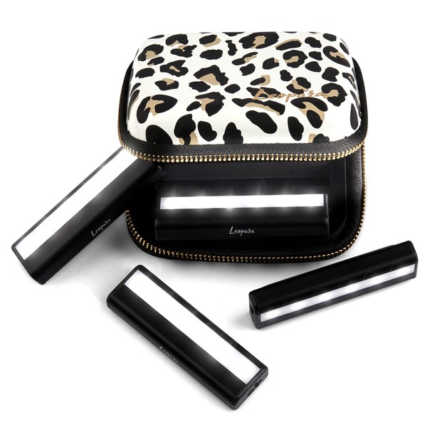 Leopara Makeup Lighting System - Portable Vanity Lights - Professional Lighting for Any Mirror - Travel Friendly & Rechargeable - Leopard Lux
