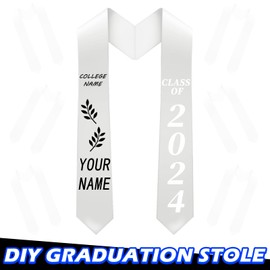 Geyoga 12 Pieces Unisex Graduation Stole Bulk Sublimation Blank Grad Sash Plain Graduate Honor Stole, 70 Inches(White)