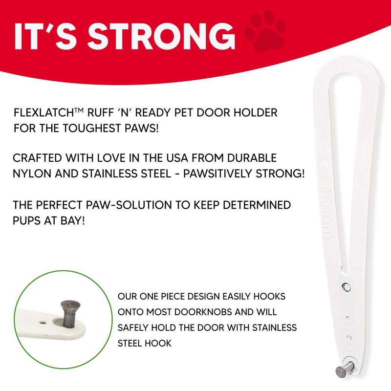 FlexLatch Cat Door Holder Latch - Bright White Cat Door