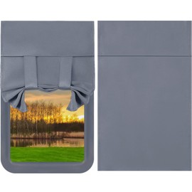 Preboun 16 x 26 Inch Rv Door Window Shade Cover Privacy Screen Door Curtains for Rv Door Window Insulated Tie up Camper Window Shades for Travel Trailer Motor Home (Gray)