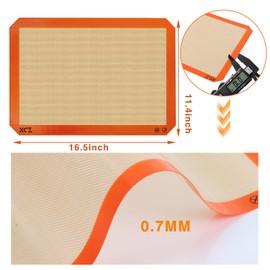 XCZ Silicone Baking Mat 2 Pack Non Stick Heat Resistant for Cookies & Other Pastries or Meat,Pastry Mat,Non Slip- 16.5'' x 11.6''