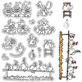 CRASPIRE Chickens Clear Stamps Hens Cartoon Animal Reusable Postmark Transparent Silicone Stamp Seals for Journaling Card Making Decor DIY Scrapbooking Photo Album Decorative