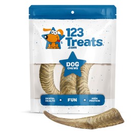 123 Treats Goat Horn Chews - Dog Chews for Aggressive Chewers, Long Lasting Goat Horns Treats, Natural Dog Horn Treats for Dogs 3 Count - Small