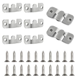 10 Pcs Flush Mount Brackets, Heavy Duty Interlocking Hang Brackets Furniture Connector, Stainless Steel Wall Mount Hanger Hardware Hanging for Photos, Mirrors, Picture Display, Art Gallery