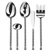 Gourmet Settings 5-Pieces Hostess Silverware Silver Tear Collection Polished Metal