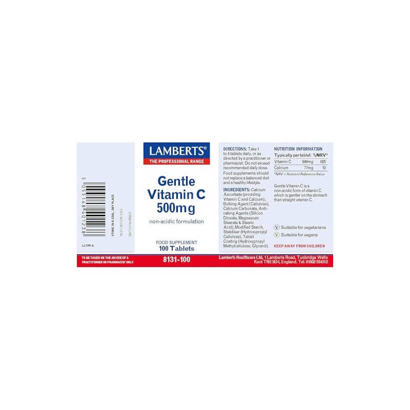 Lamberts Gentle Vitamin C 500mg – Gentle on Stomach –