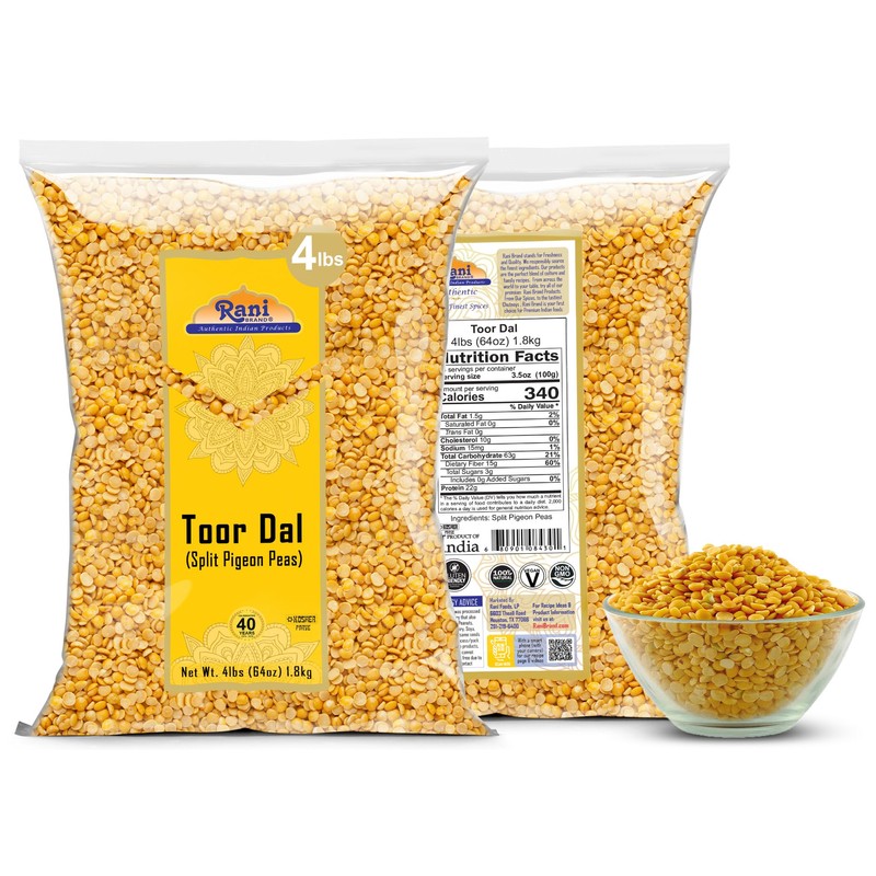 Rani Toor Dal (Split Pigeon Peas) 64oz (4lbs) 1.81kg Bulk