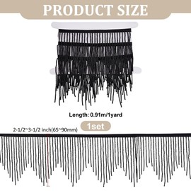 FINGERINSPIRE 0.9 m Pearl Fringe Trim for Sewing Wavy Tassels Lace Ribbon with Beads Black Pearl Tassels Chain Ribbons Sewing Pearl Fringe Trim Ribbon for Curtains Lampshades Decoration