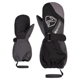 Ziener Unisex Baby Laurus Ski Mittens/Winter, Waterproof, Long Cuff, Reflective, Black, Magnet, 92 cm