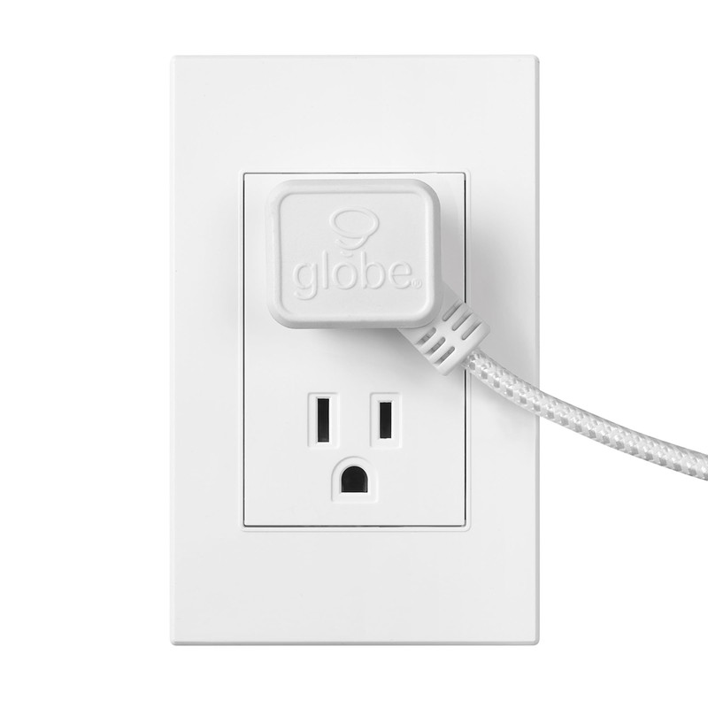 Globe Electric 22811 9-ft Fabric Extension Cord, 3 Polarized Outlets,