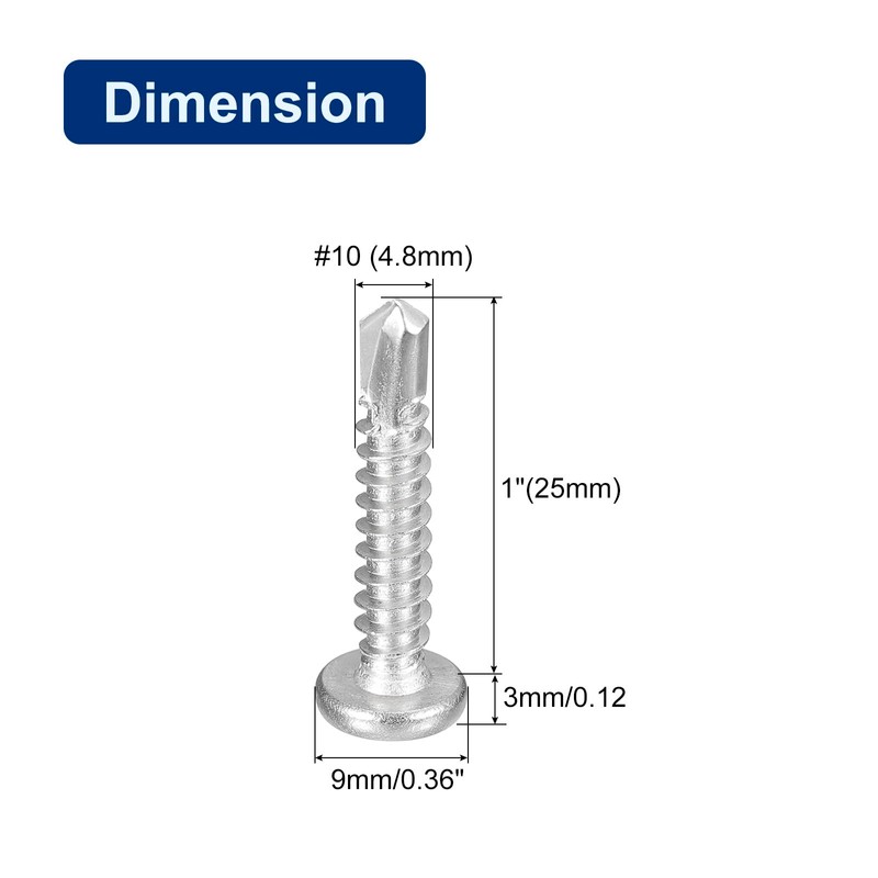 sourcing map #10-1" Self Drilling Screws, 120pcs 410 Stainless Steel