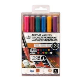 Royal & Langnickel 12pc ARTIST ACRYLIC PAINT MARKERS 1.2MM JEWEL COLOURS