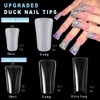 ASONRL 504Pcs Clear Duck Nail Tips Half Cover XXL Long