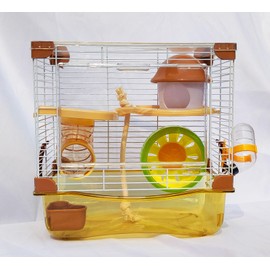PETZHUBO Hamster Cage Small Animal Cage 2 Layers Transparent Cage Size：10.6"(W) X8.1(L) X10.6 (H) Suitable for Hamsters up to 3.5 inch in Length.