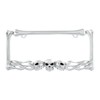 CLA Flaming Skull Metal License Plate Frame - Chrome