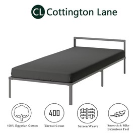 Cot Fitted Sheet 28 x 75-100% Egyptian Cotton - 1 PC Cot Size Bottom Sheet Only(Dark Grey)