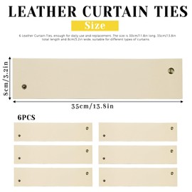 Realand 6Pcs Wide PU Leather Curtain Tiebacks, Elegant Buckle Curtain Tie Backs Decorative Curtain Holdbacks Holders for Home Outdoor Curtains and Drapes, Beige
